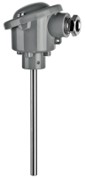 Industrial temperature sensor AUI for precise measurement in pipelines and containers. Available as Pt100/Pt1000 RTD or thermocouple (K, J, N, T, E).