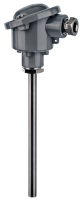 Industrial temperature sensor for pipelines and containers. Supports Pt100/Pt1000 and thermocouples, high-temperature resistance up to 1250°C.